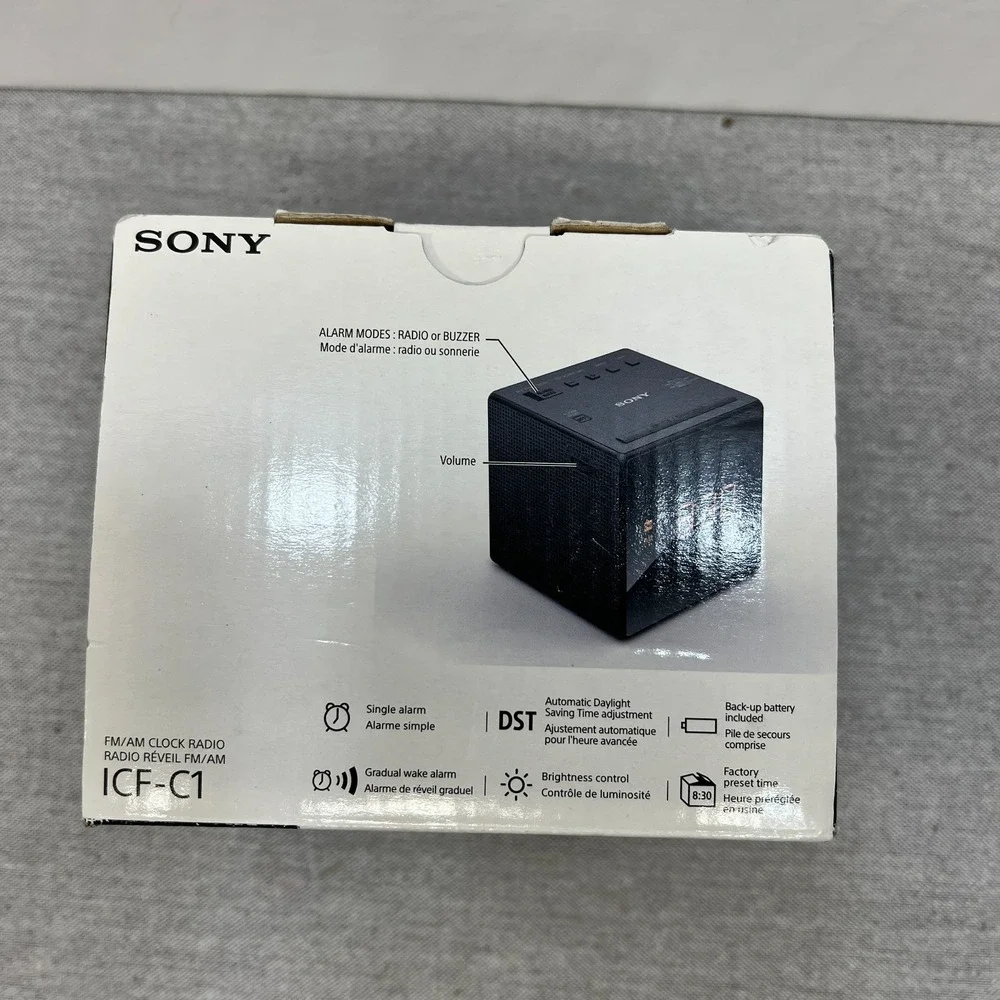 Sony ICF-C1 FM/AM Clock Radio Black Alarm, Battery Backup, Compact NIB